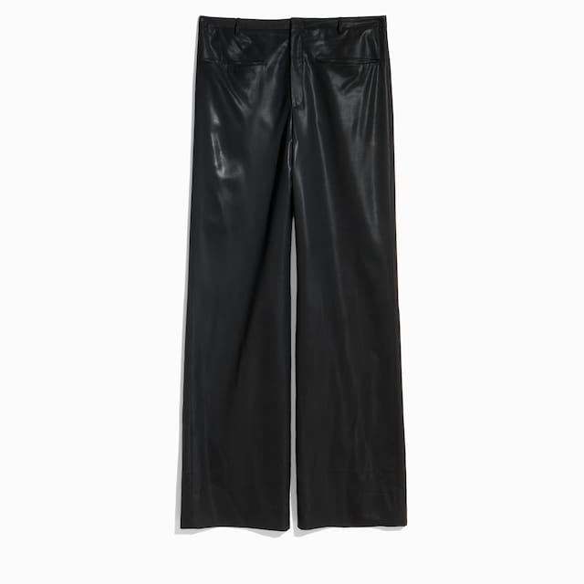 Light wool pants with chintzed finish