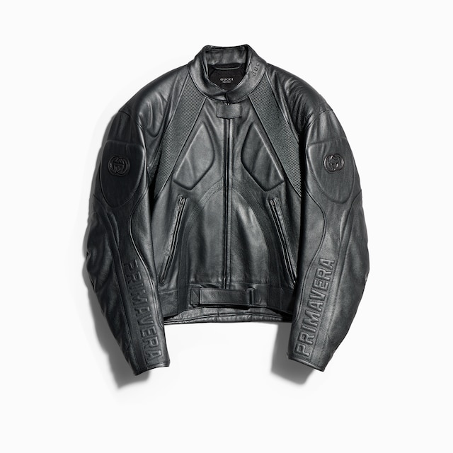 Grainy laminated bull leather jacket