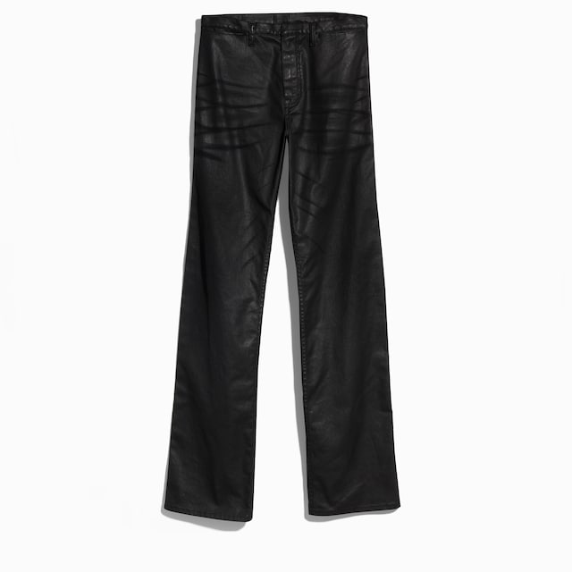 Coated cotton twill denim pants with Web