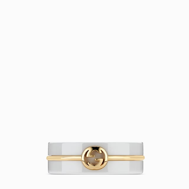 Gucci Interlocking系列锆石戒指