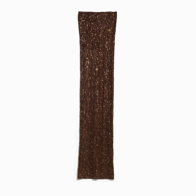 Stretch knit silk lace skirt with crystals