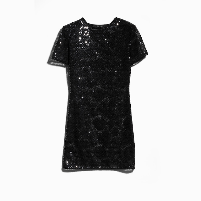 Embroidered tulle dress with sequins