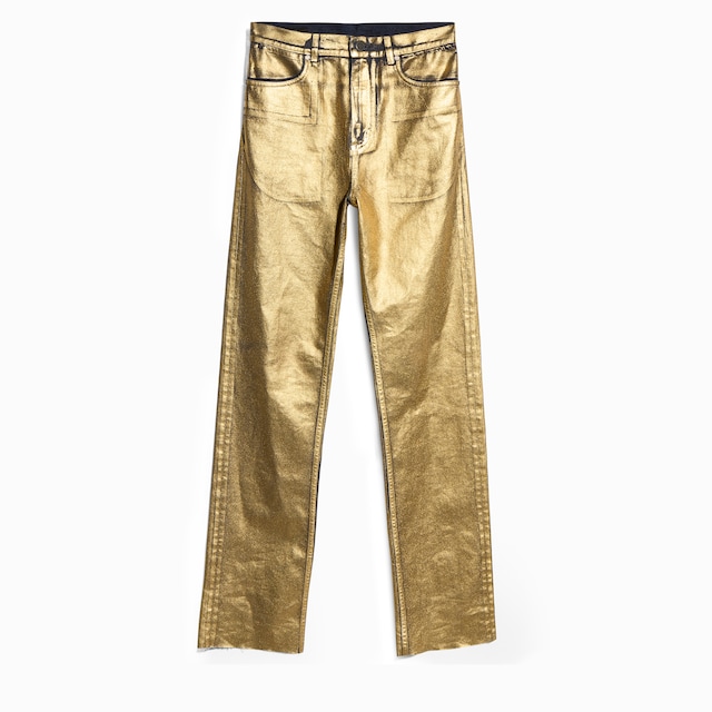 Pantalon en denim de coton enduit coupe ajustée