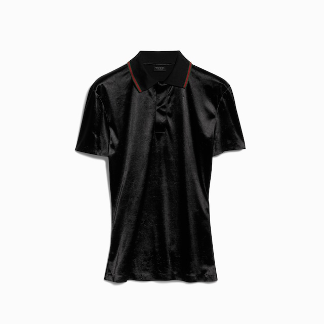Polo en jersey stretch en satin
