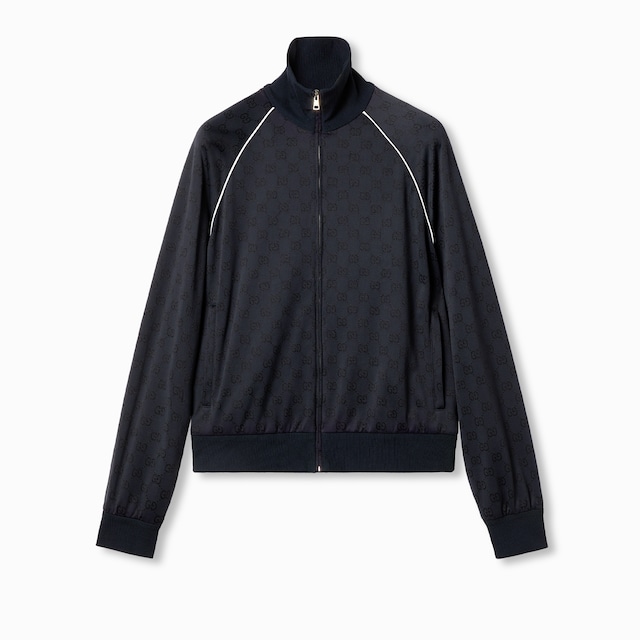 GG nylon and jersey zip jacket