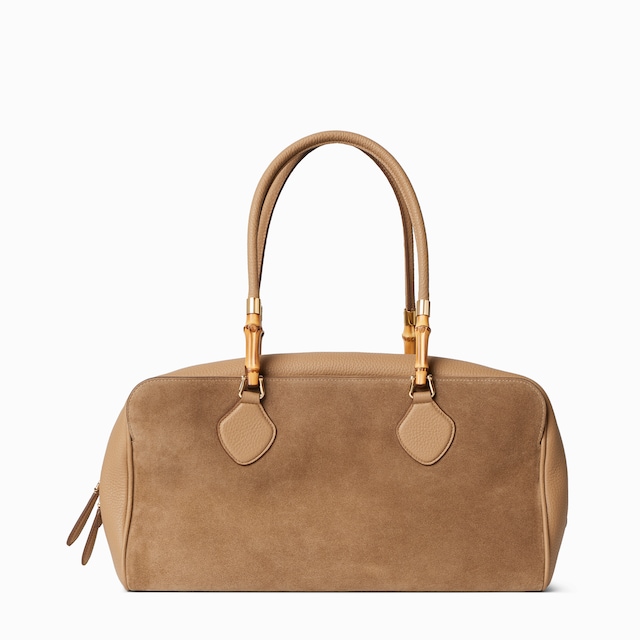 Large boston bag with bamboo