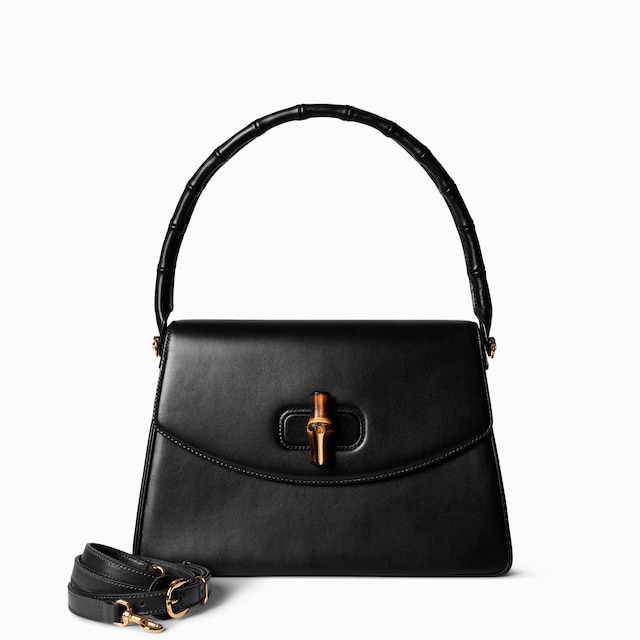 Medium top handle bag with bamboo