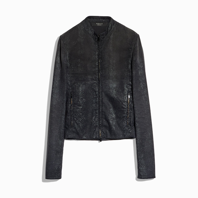 Cotton viscose jacket with python effect