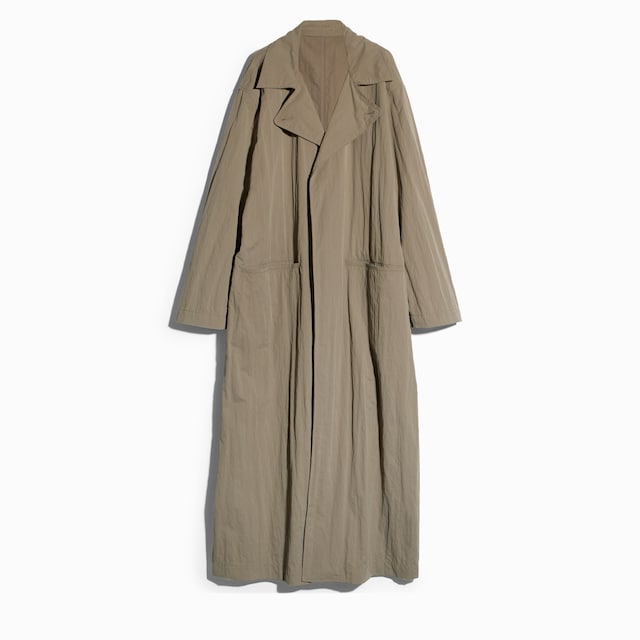 Washed matte nylon trench coat