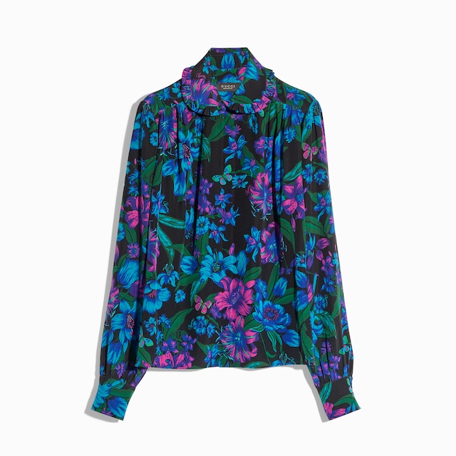Printed silk crêpe de chine shirt