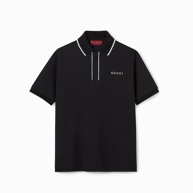 Cotton piquet polo shirt with embroidery