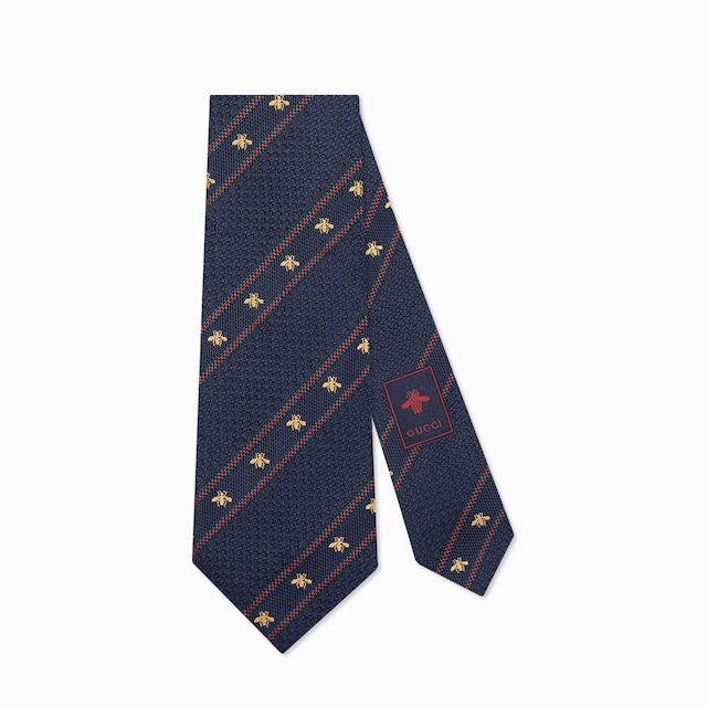 Bee and Web silk jacquard tie