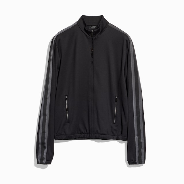 Cotton jersey zip jacket with muted Web