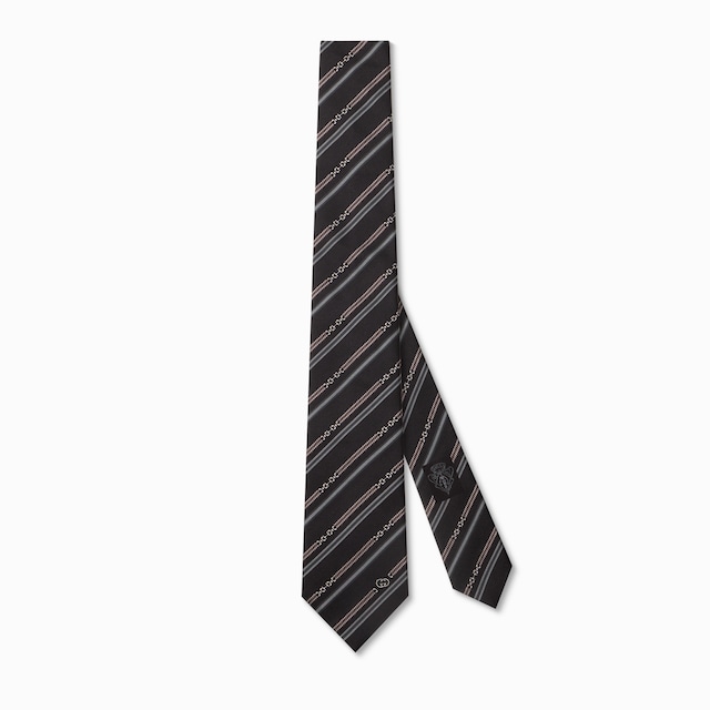 Interlocking G Horsebit belt silk tie