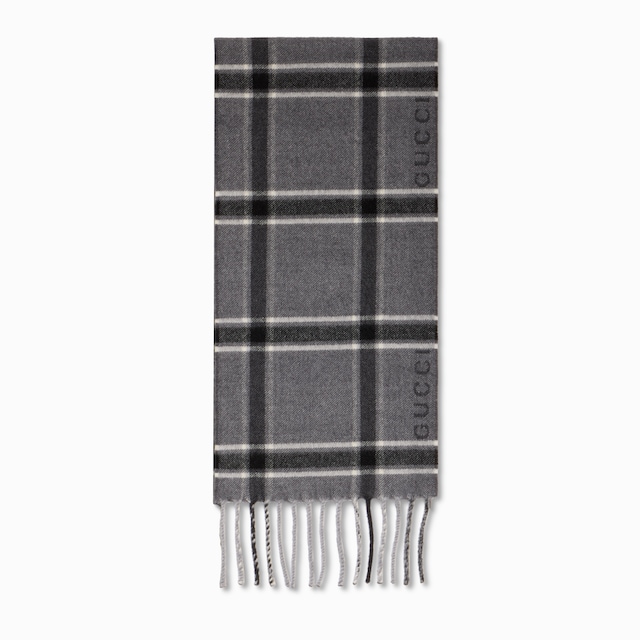 Gucci tartan wool cashmere scarf