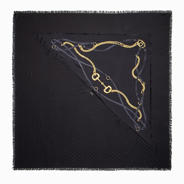 GG wool silk jacquard cape