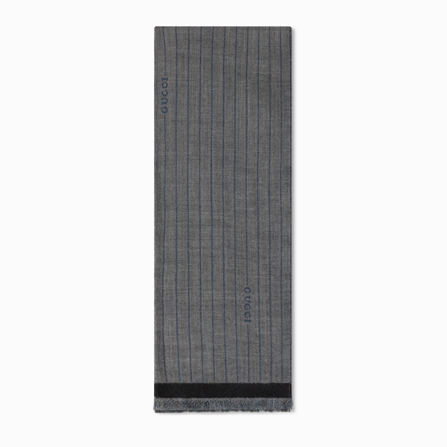 Gucci pinstripe wool silk scarf