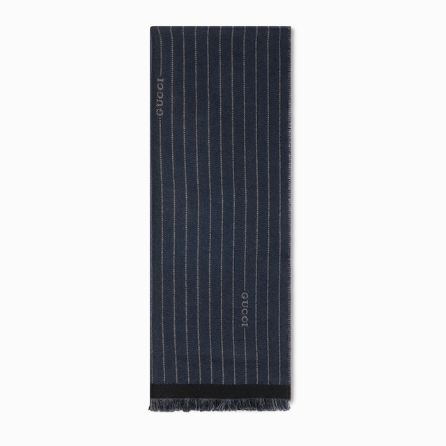 Gucci pinstripe wool silk scarf