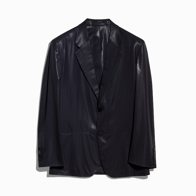 Pinstripe chintzed wool blend jacket