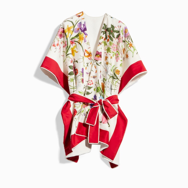 Printed cotton terrycloth cape dress