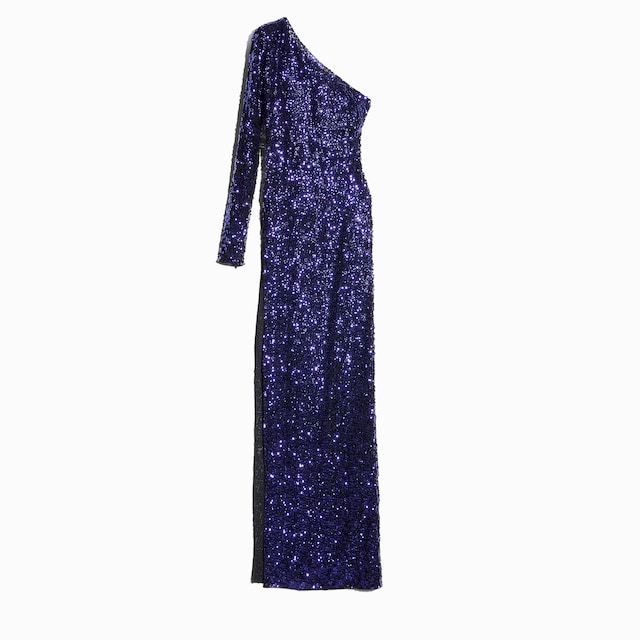 Embroidered silk georgette long dress