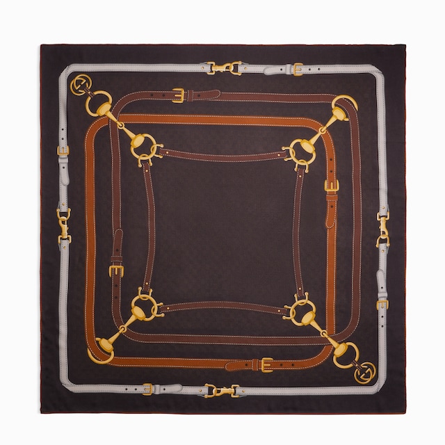 Printed GG silk twill jacquard shawl
