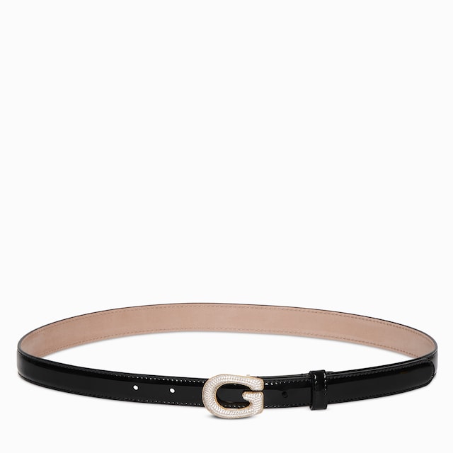 Ceinture fine avec boucle G en cristaux
