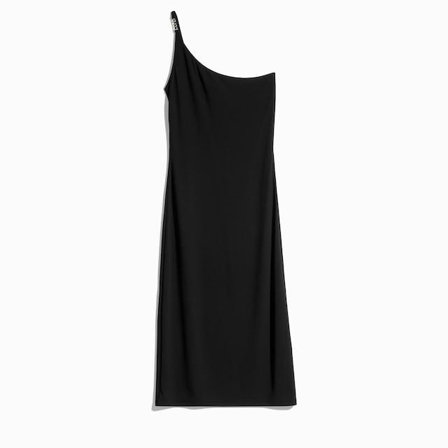 Einschultriges Kleid aus Viskose-Crêpe-Jersey