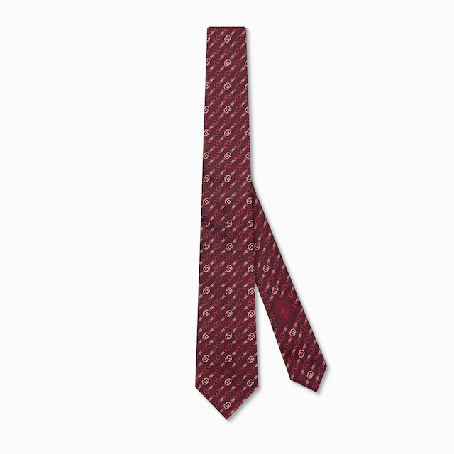 Interlocking G belt silk jacquard tie