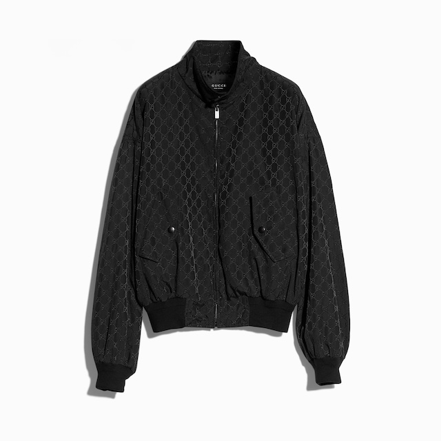 Chaqueta de jacquard de algodón técnico con GG y cremallera