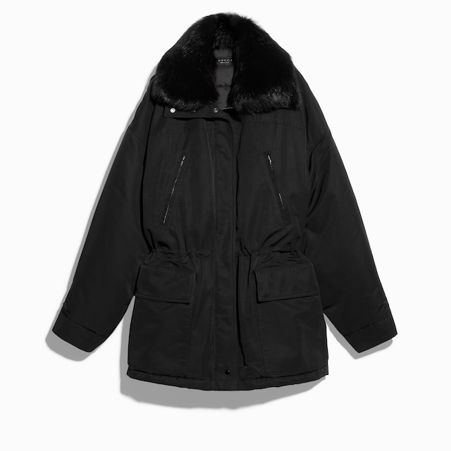 Chaqueta de falla de algodón técnico con 'shearling'
