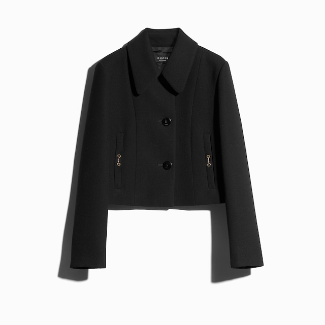 Crêpe wool jacket with Horsebit
