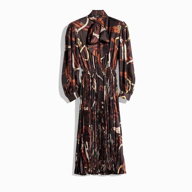 Printed silk twill chemisier dress
