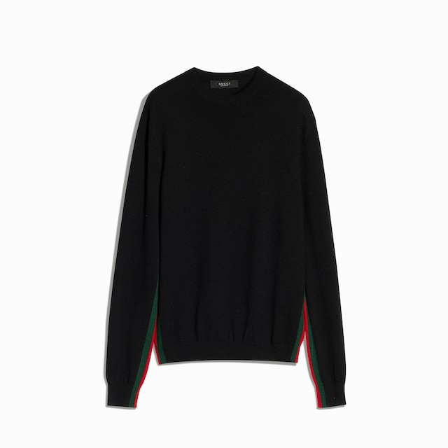 Cashmere knit sweater with Web