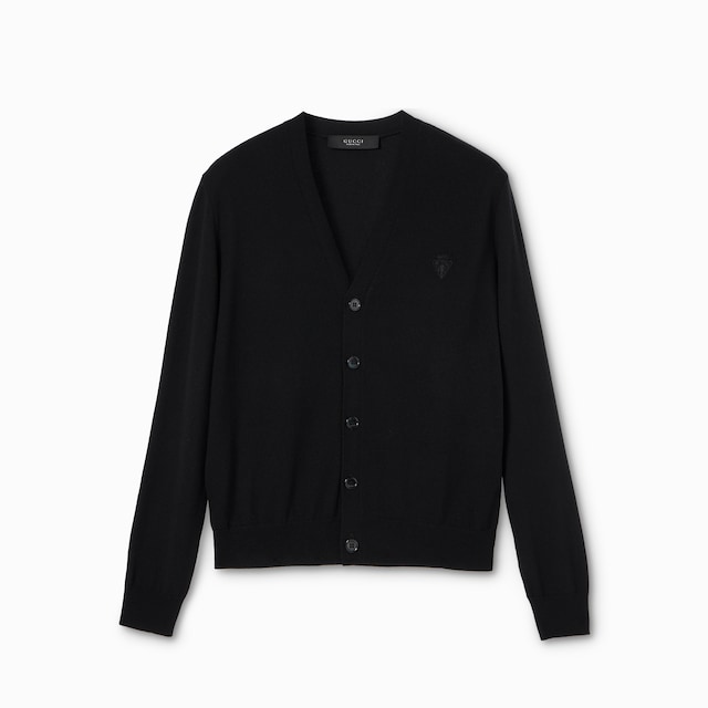 Knit wool cardigan with embroidery