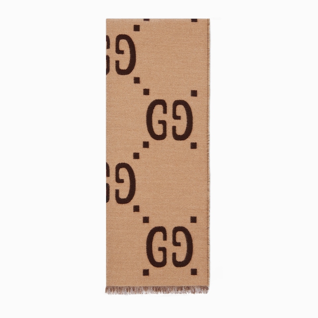 GG jacquard wool silk scarf