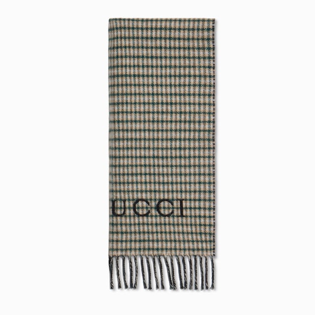 Tartan cashmere wool scarf