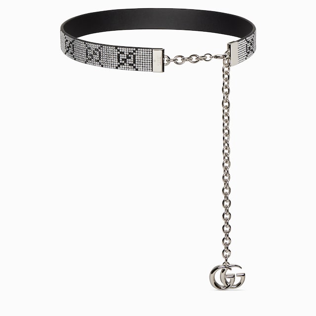 Ceinture fine en chaîne avec breloque en cristaux