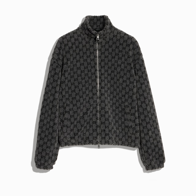Chaqueta con cremallera de jacquard con GG