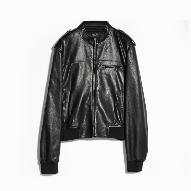Chaqueta bomber de piel napa granulada