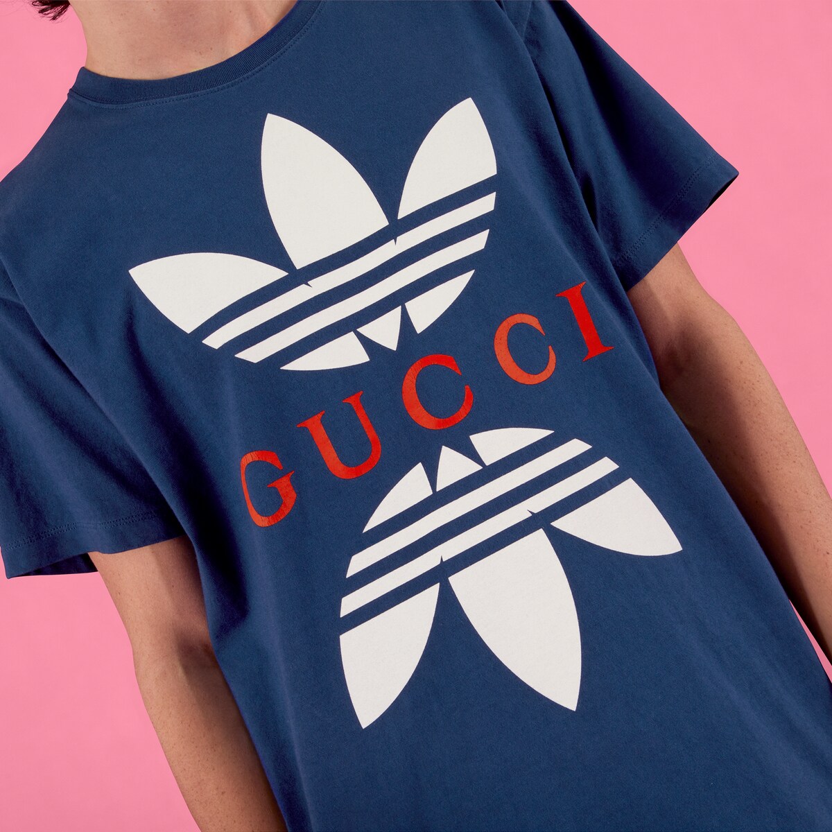 adidas x Gucci cotton jersey Tshirt in blue GUCCI® TH