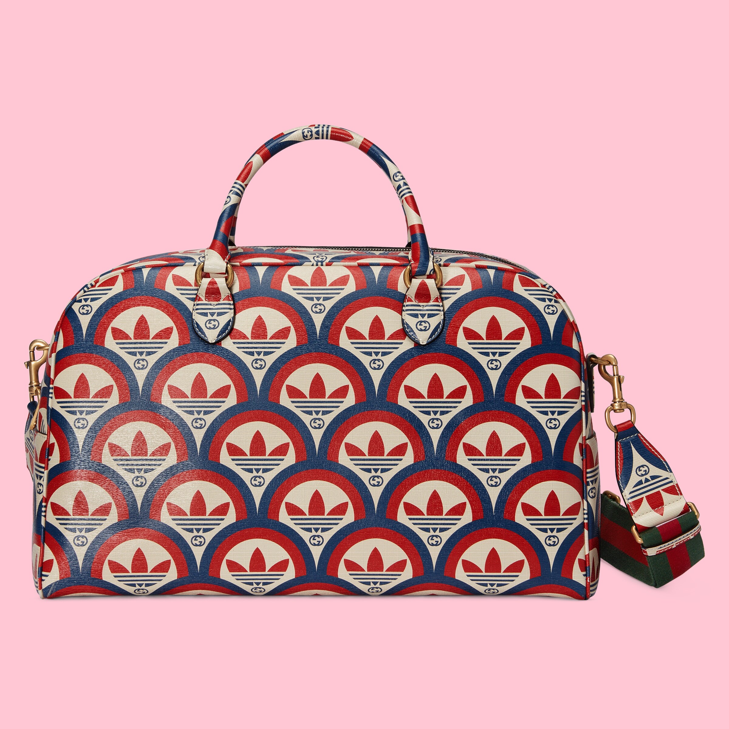 adidas x Gucci large duffle bag in blue and red leather GUCCI® US