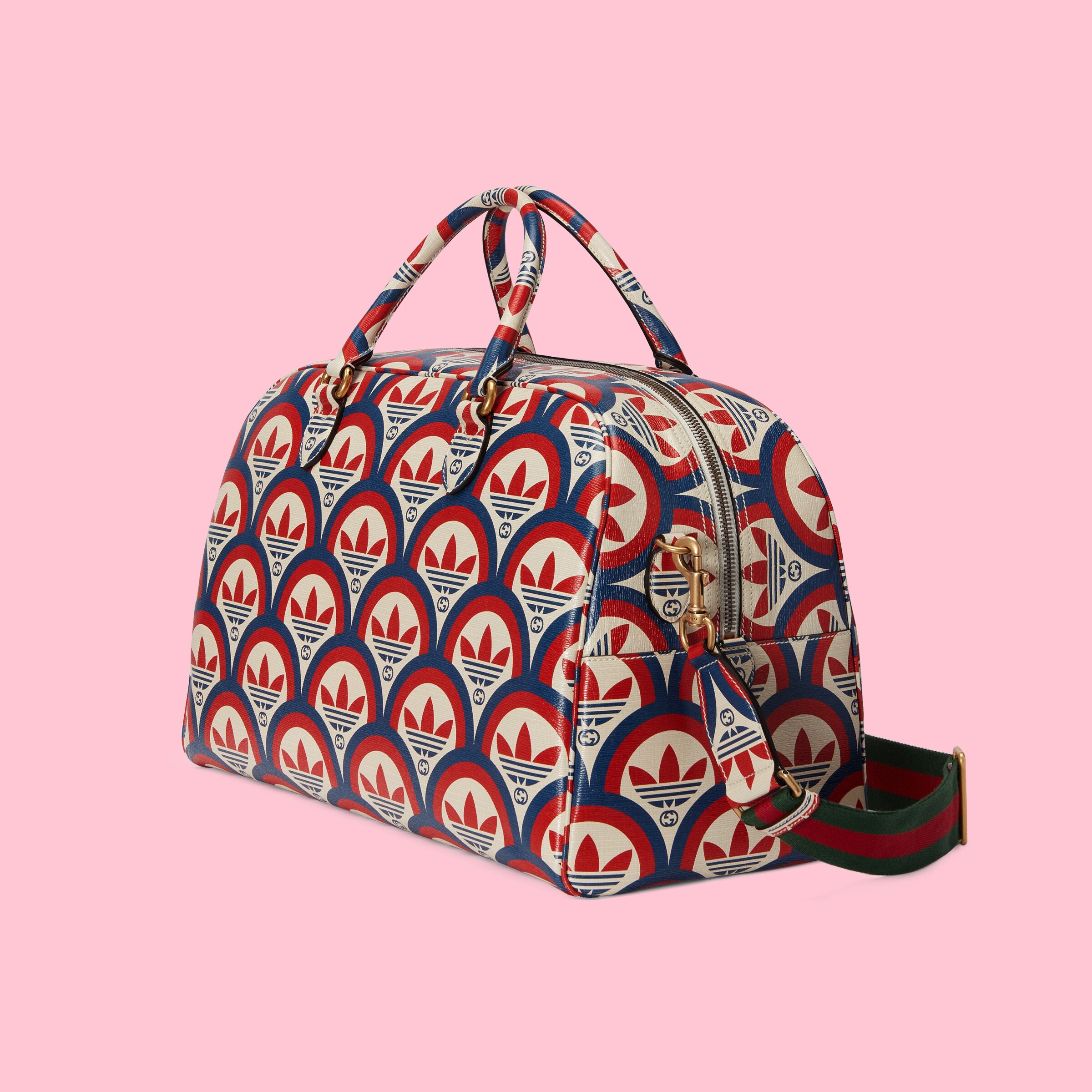 adidas x Gucci large duffle bag in blue and red leather GUCCI® US