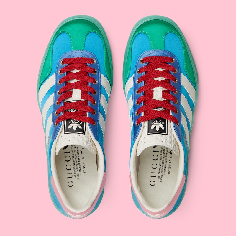 ガゼル〕adidas x Gucci ウィメンズ スニーカーライトブルー シルク