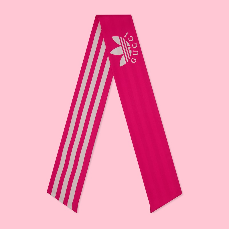 Fiocco in seta a righe adidas x Gucci in rosa e avorio | GUCCI® Italia