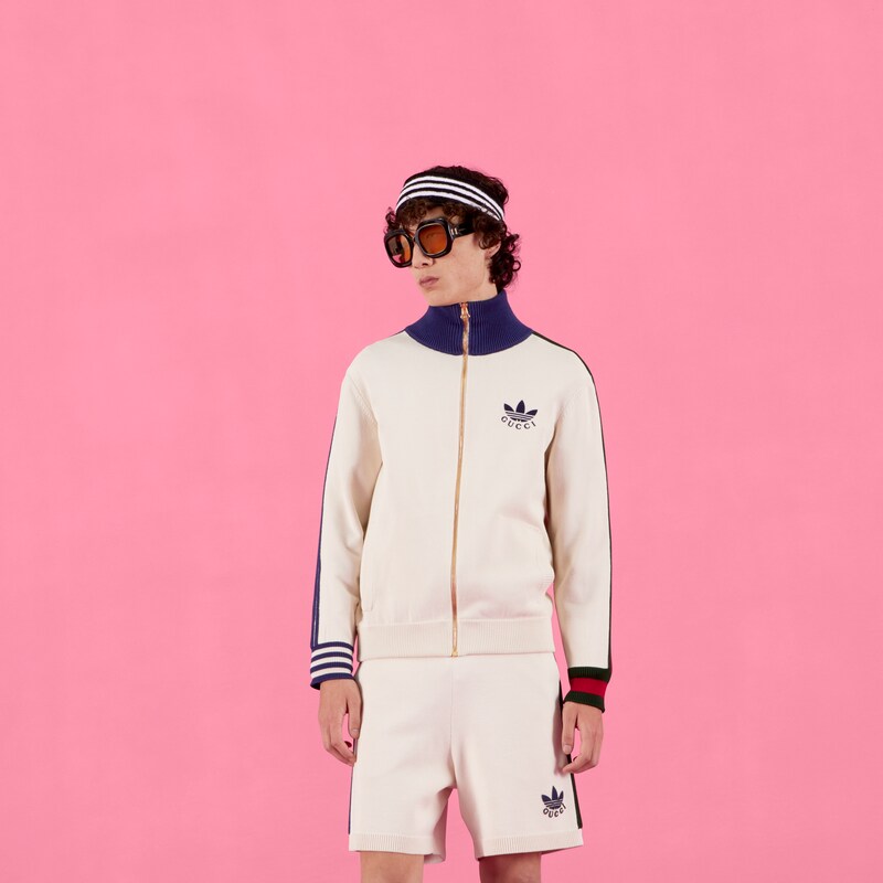 Giacca adidas x Gucci in viscosa con cerniera in bianco | GUCCI® Italia