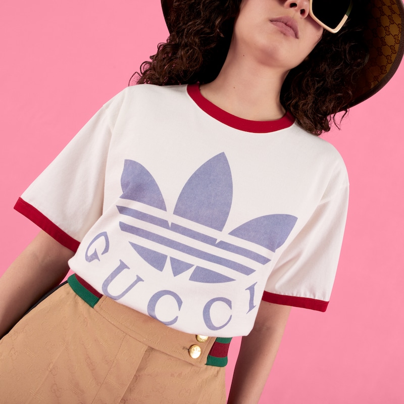 adidas x Gucci コットンジャージー Tシャツホワイト | GUCCI® JP