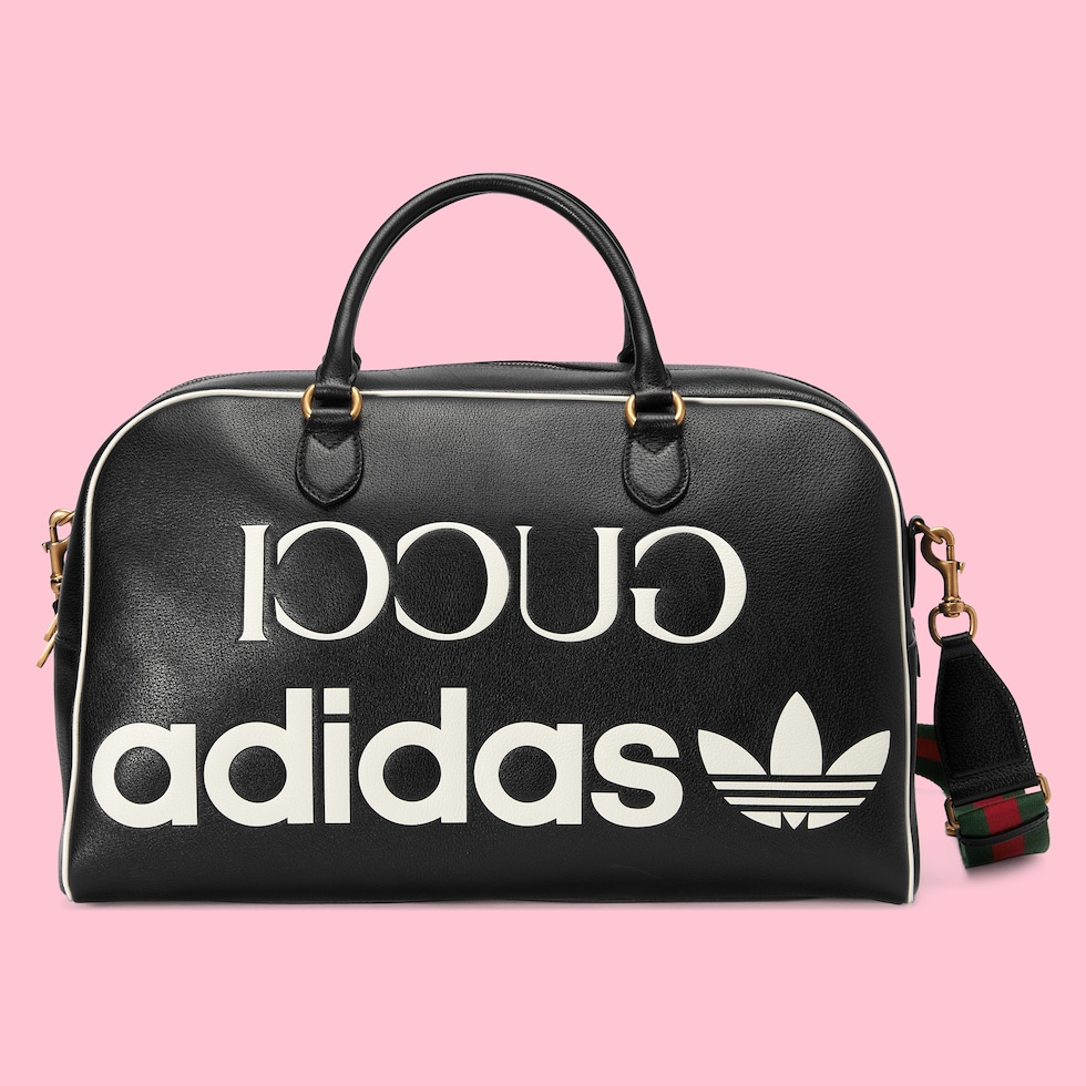 adidas x Gucci large duffle bag in black leather GUCCI® US