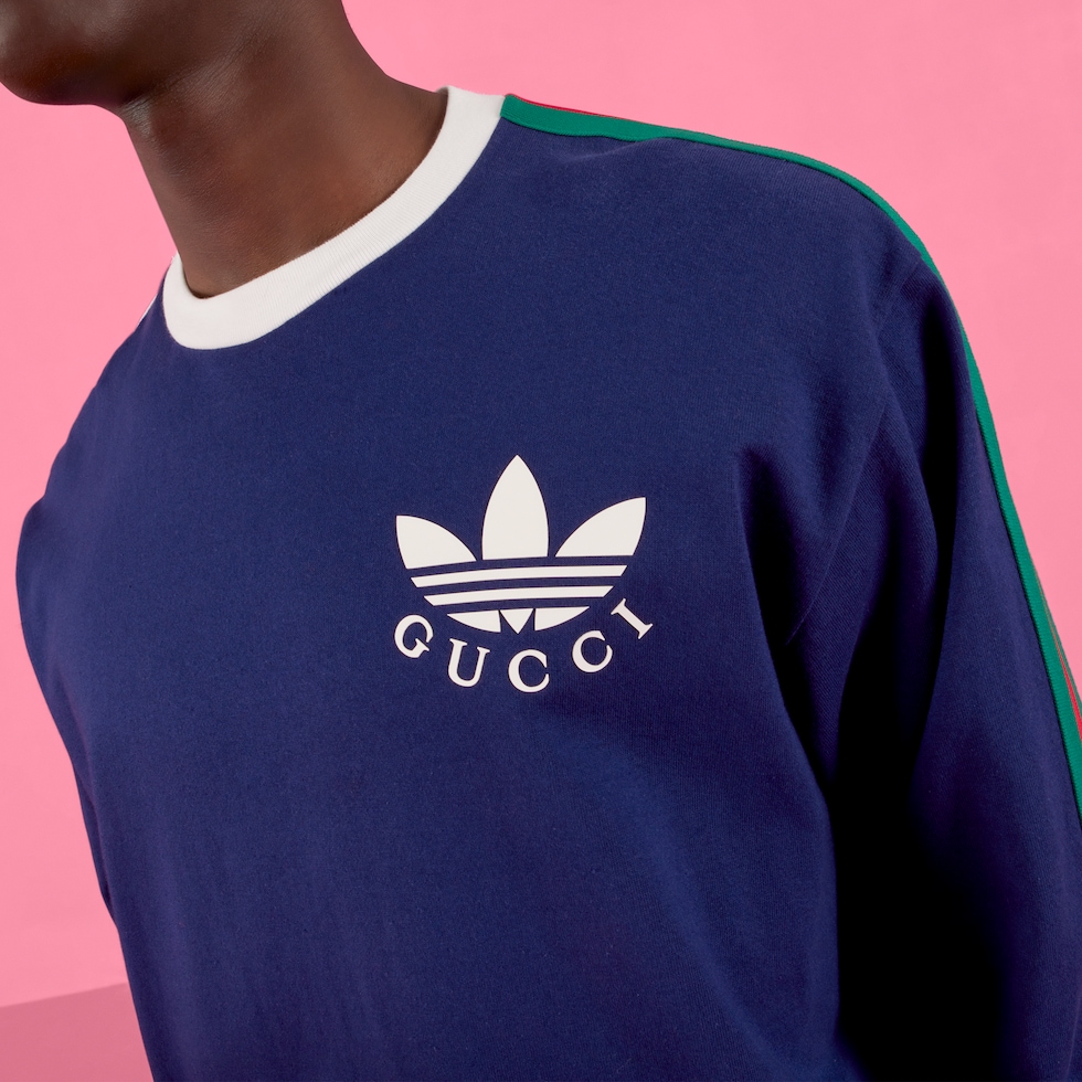adidas x Gucci cotton jersey Tshirt in dark blue GUCCI® UK