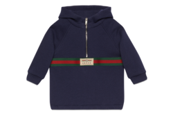 Baby cotton jacket with Gucci label in dark blue GUCCI Australia